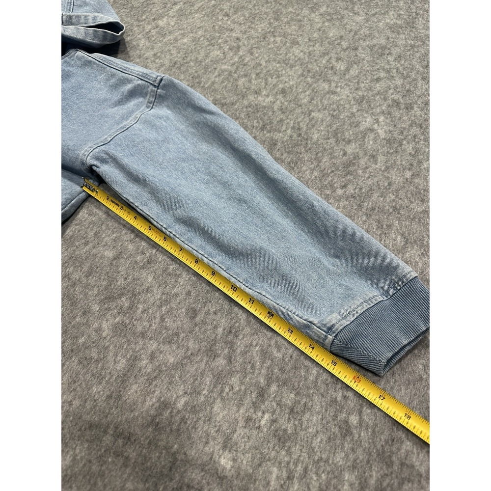 91 Cotton On Denim Blue Light Wash Hooded Full Zip Jean Jacket - Size 8 - Picture 11 of 11